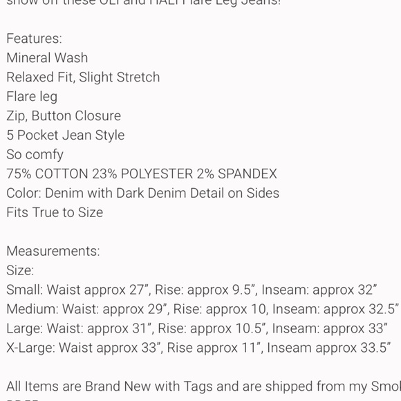 OLI & HALI “ Big Sky “ OLI and HALI Washed Two Tone Flare Jeans Pants BR62 - Picture 8 of 8